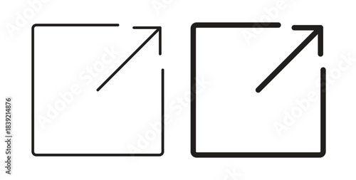 External link icons in line designs. solid silhouette style in black