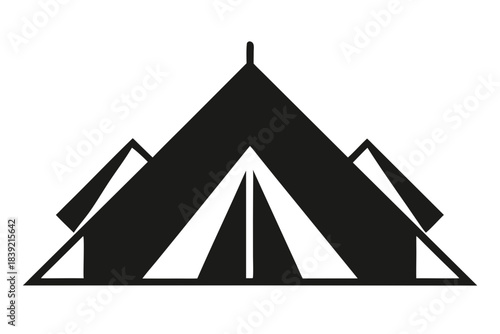 camping tent silhouette vector, tent camp icon black symbol
