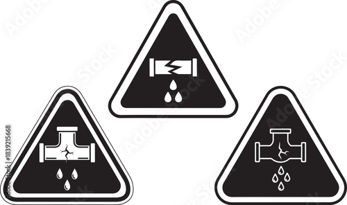 Collection of universal warning and cautionary sign icons for safety and information