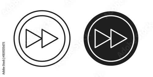 Fast forward icons in line designs. solid silhouette style in black