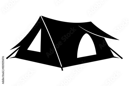 camping tent silhouette vector, tent camp icon black symbol
