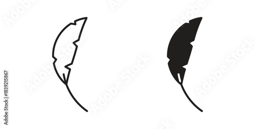 Feather icons in line designs. solid silhouette style in black