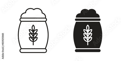 Fertilizer icons in line designs. solid silhouette style in black