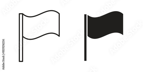 Flag icons in line designs. solid silhouette style in black