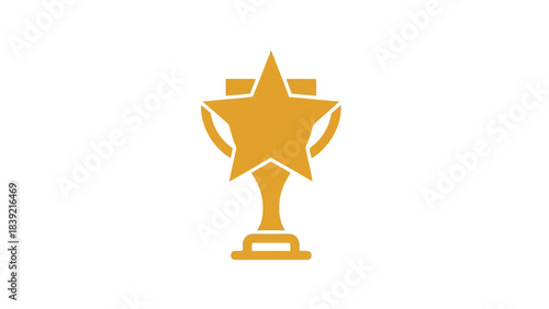 Vector illustration of golden trophy cup with star, champion award design.