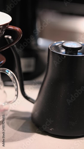 close-up of a black coffee pot