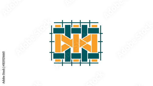 Vector illustration of geometric pattern creating a woven textile look with texture