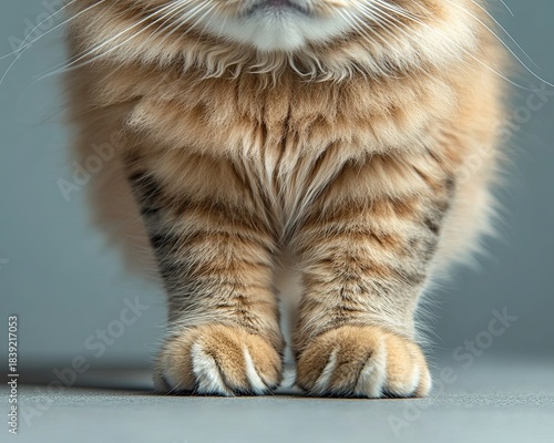 Cat Walking from Beneath Perspective with Soft Fur Texture