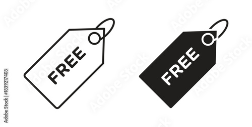 Free tag icons in line designs. solid silhouette style in black