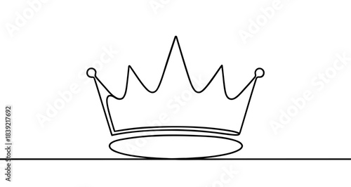Crown icon. Black crown with a cross, written in one continuous line. Vector illustration of a monarchy and power symbol