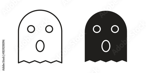 Ghost icons in line designs. solid silhouette style in black