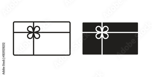 Gift card icons in line designs. solid silhouette style in black