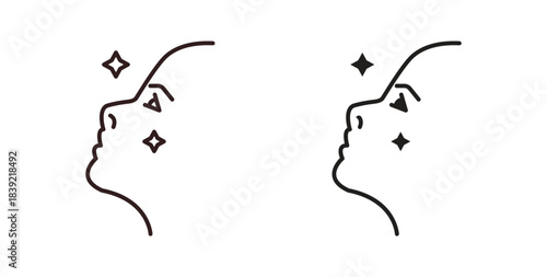 Glowing skin icons in line designs. solid silhouette style in black