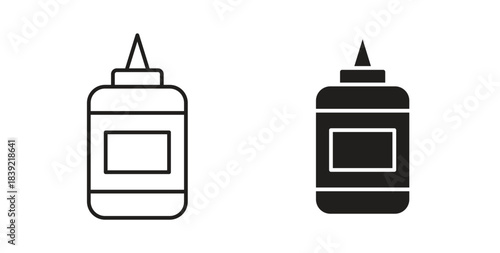 Glue icons in line designs. solid silhouette style in black