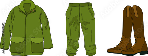 Vector colored elements of traditional horse hunting. For education materials, design 