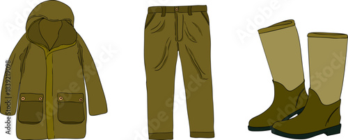 Vector colored elements of traditional horse hunting. For education materials, design 