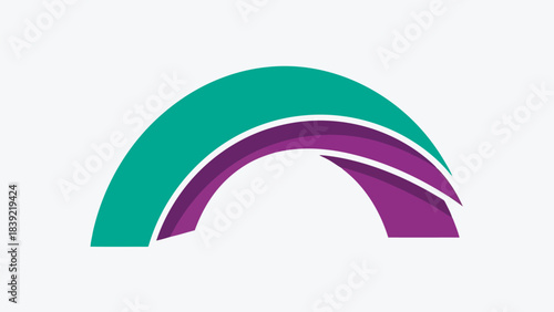 Wallpaper Mural Vector illustration of abstract teal and purple rainbow curve logo design concept. Torontodigital.ca