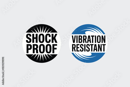 Set of shock proof and vibration resistant icons graphic symbols for product labeling and quality assurance isolated on grey background