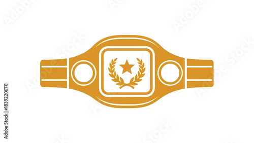 Vector illustration of golden championship belt with star and laurel wreath