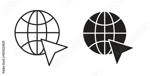 Internet icons in line designs. solid silhouette style in black