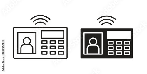 Interphone icons in line designs. solid silhouette style in black