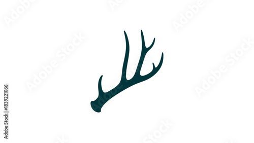 Vector illustration of simple teal deer antler, elegant design, modern style.