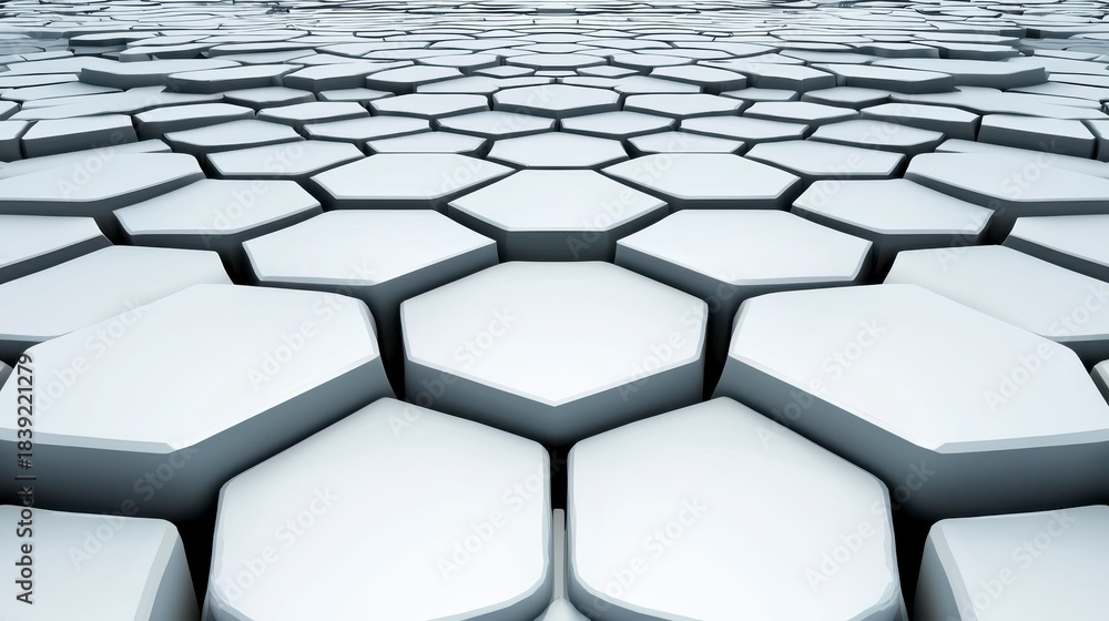 Naklejka premium Abstract 3D Rendering of White and Grey Hexagonal Pattern