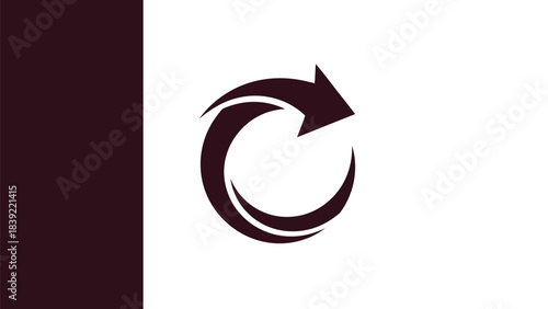Flat design of dark arrow in circular motion with white background