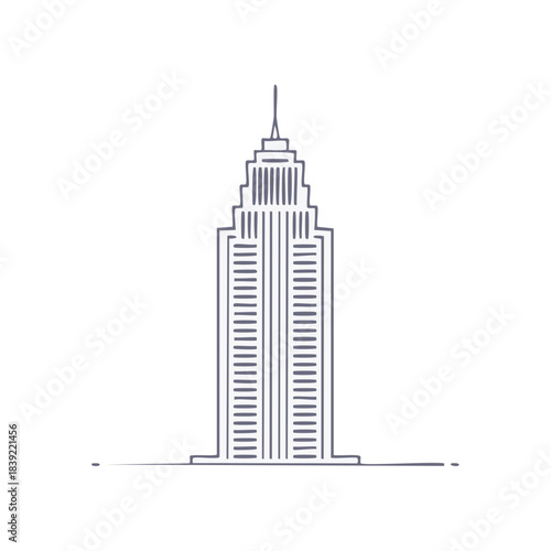 Hand Drawn City Skyscraper Silhouette, Modern Minimalist Style