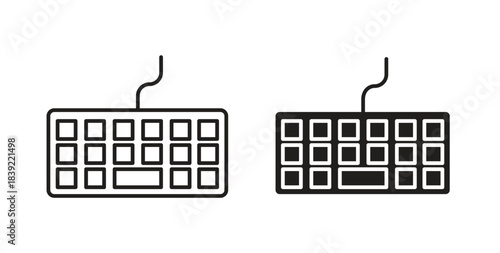 Keyboard icons in line designs. solid silhouette style in black
