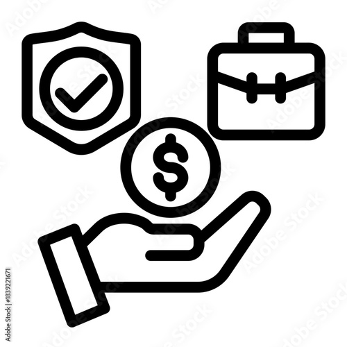 Employee Benefits Salary Insurance Icon from Curriculum Vitae Icon Collection (Outline style)