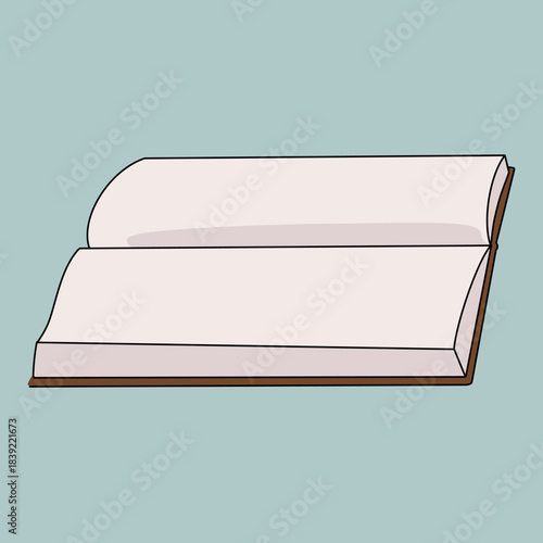 Vector Illustration of an Blank Opened Boo., White Magazine Notebook Icon Isolated Template with on Light Blue Background