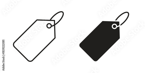Label icons in line designs. solid silhouette style in black