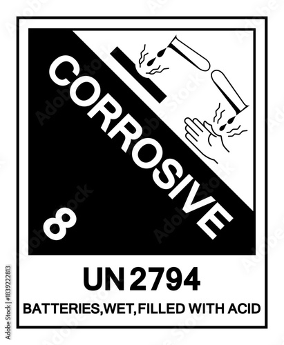Batteries Wet Filled With Acid UN 2794 Symbol Sign, Vector Illustration, Isolate On White Background Label.EPS10
