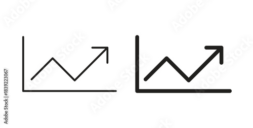Line chart icons in line designs. solid silhouette style in black