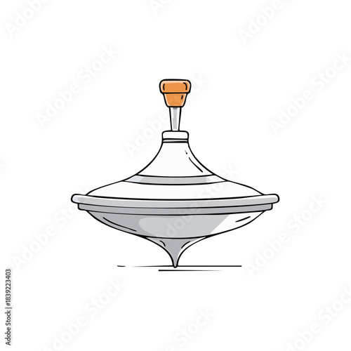 Cartoon Illustration of a Spinning Top Toy Isolated on White