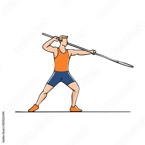 Athlete Preparing to Throw a Javelin in Athletic Stance for Sports Competition