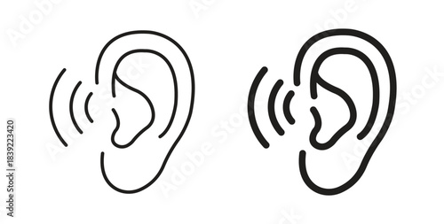Listening icons in line designs. solid silhouette style in black