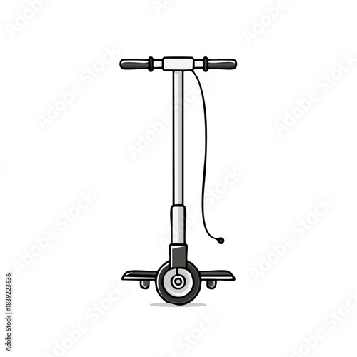 Kick Scooter Icon Illustration, One Wheel Scooter Clipart, Childrens Sport Equipment Isolated on White
