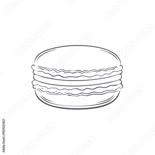 Delicious macaroon outline in vector for a tasty treat illustration
