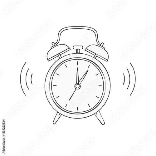 Ringing Alarm Clock Outline Drawing Illustration Concept Time Management Reminder Graphic