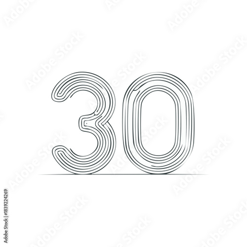 Stylized Number Thirty Anniversary Milestone Celebrating an Event or Birthday