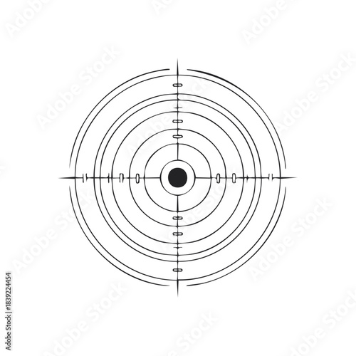 Target Graphic Element with Focus on Bullseye, Concentric Rings for Aiming Precision and Accuracy