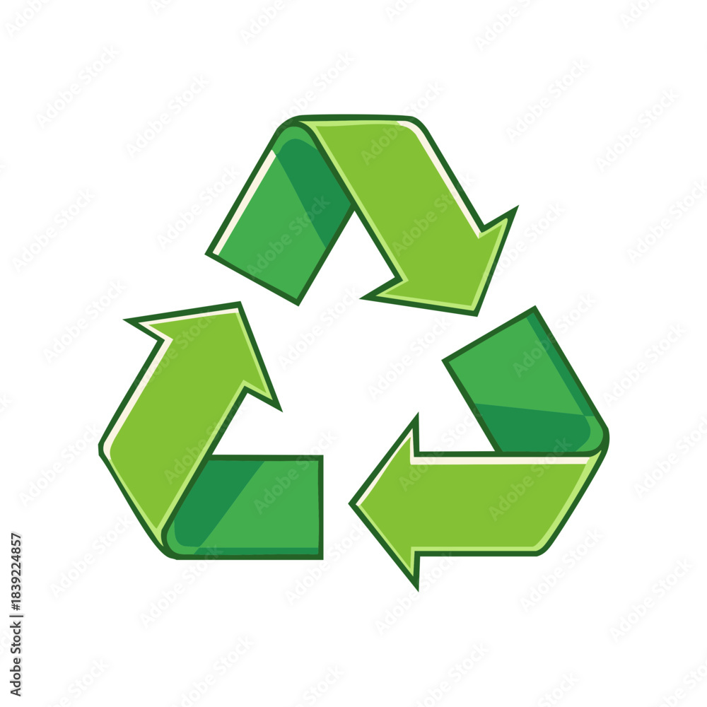 Obraz premium Green Recycle Symbol Icon Circular Arrows Triangle for Sustainable Resources