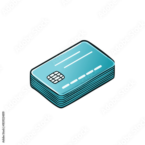 Stacked Blue Credit Cards Digital Finance Vector Illustration Isometric Design Elements Digital Payment Method Financial Technology Concept