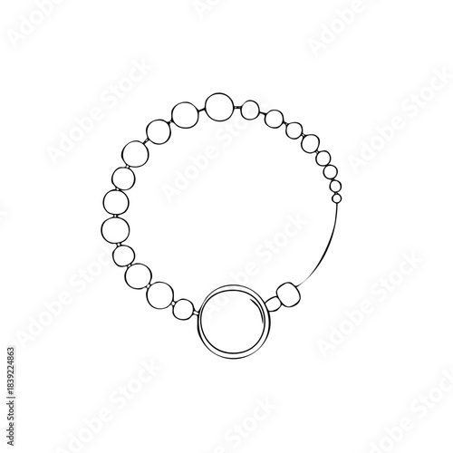 Elegant Necklace Design with Circular Pendants Fashionable Accessory Delineation Jewel Ornament Drawing