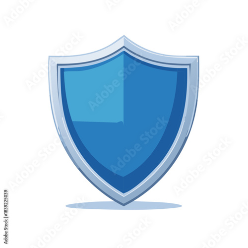 A blue shield with metallic trim represents security, protection, safety, and cybersecurity defense.