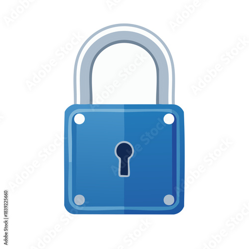 Blue Padlock with Silver Shackle Security Icon Protection and Safety Concept