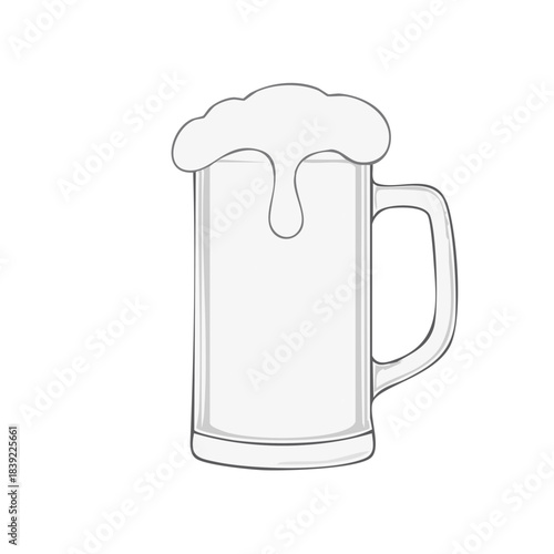 Frothy Beer Mug Illustration with Creamy Head Ready for Celebration