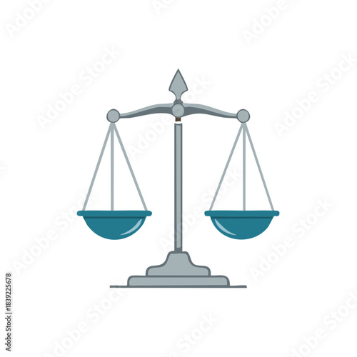 Isolated vector illustration of a scales of justice representing law and fairness.